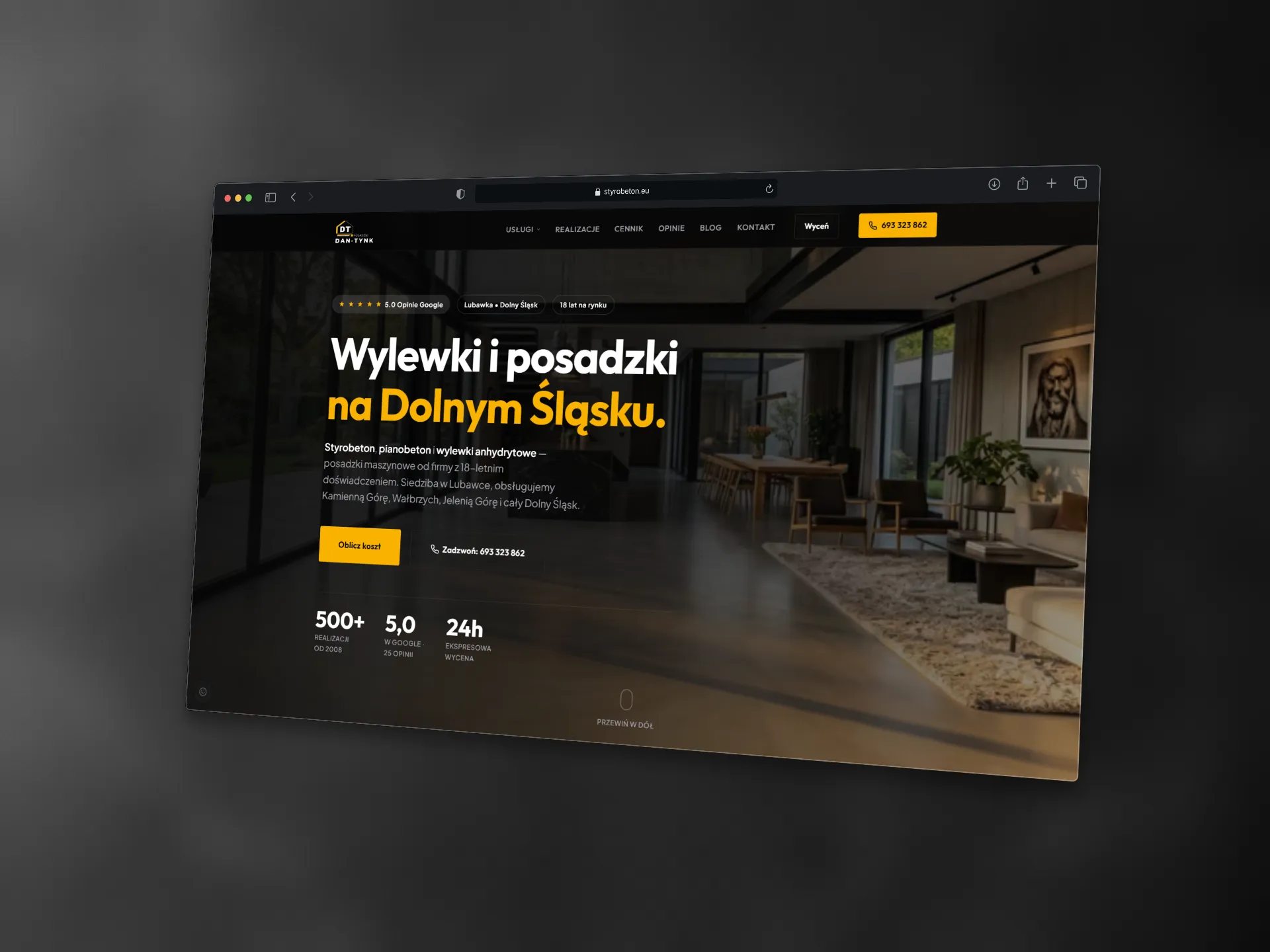 Strona DAN-TYNK, realizacja BezLaga