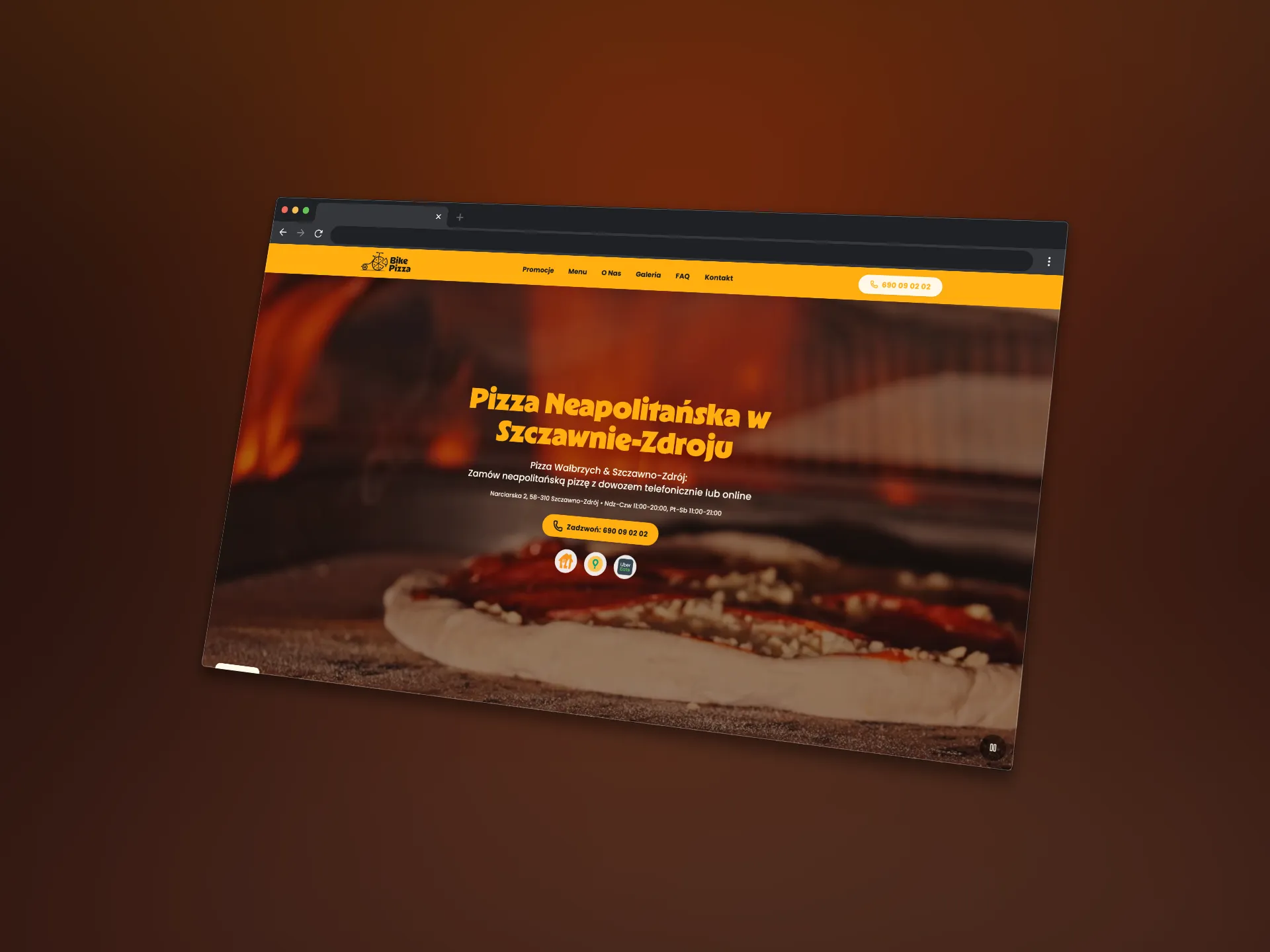 Strona BikePizza.pl, realizacja BezLaga