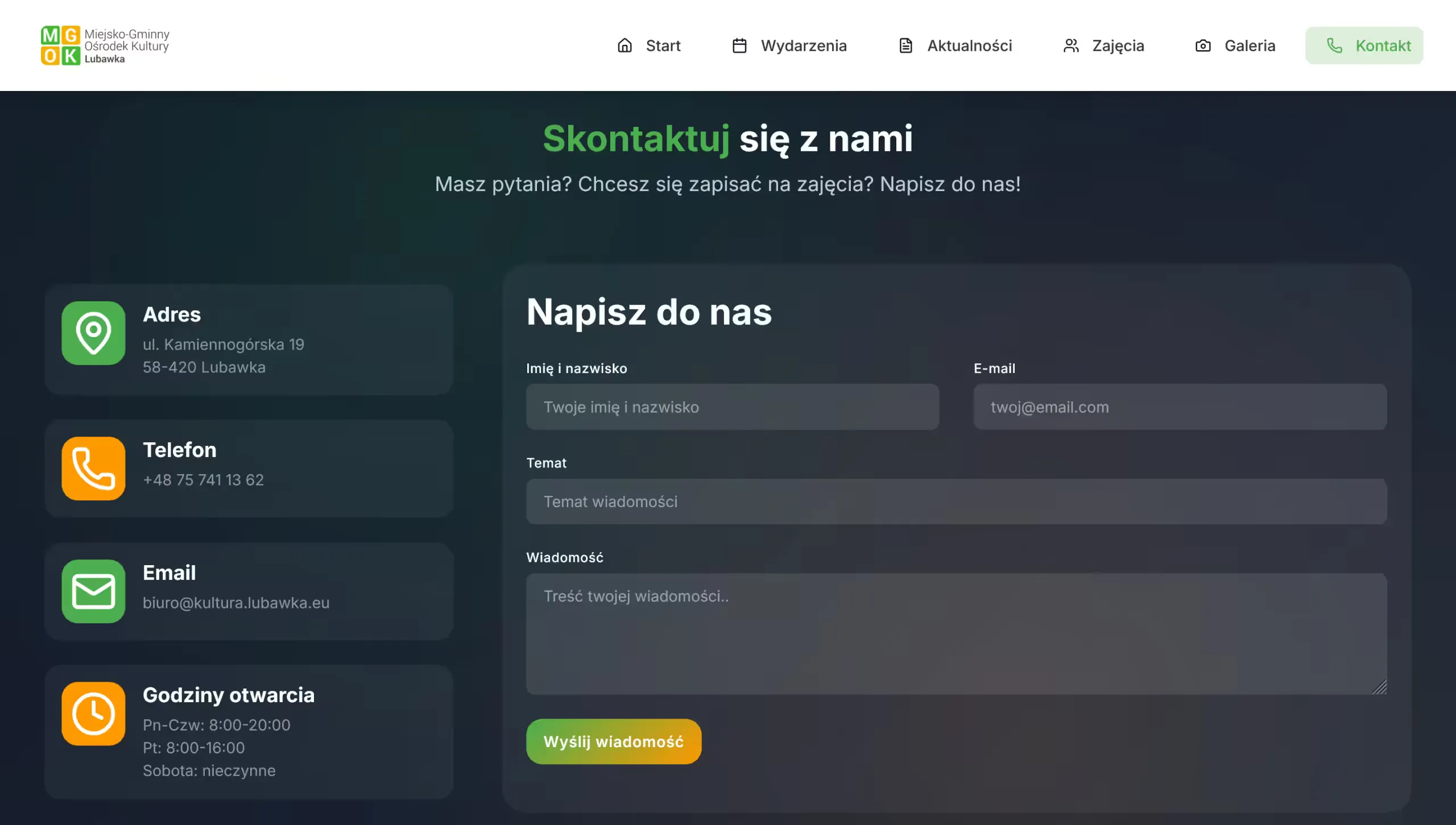 MGOK Lubawka: kolejny widok strony