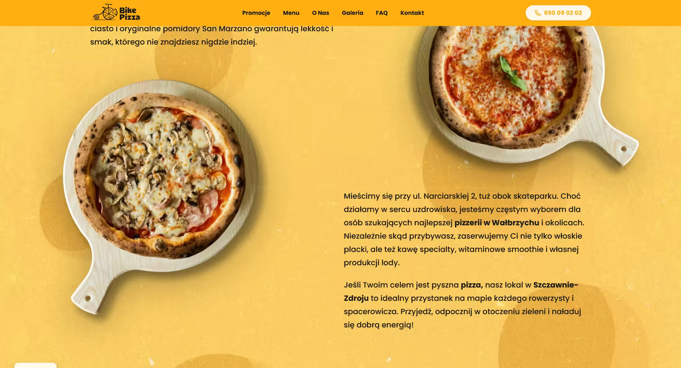 Bike Pizza: fragment strony