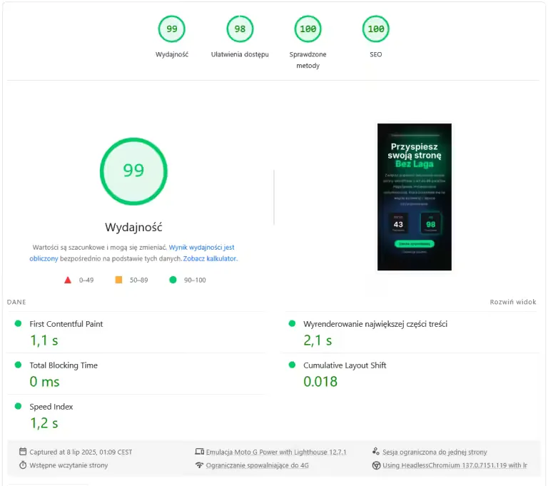 Jak Zwiększyłem PageSpeed z 50 do 99 w 1 Dzień