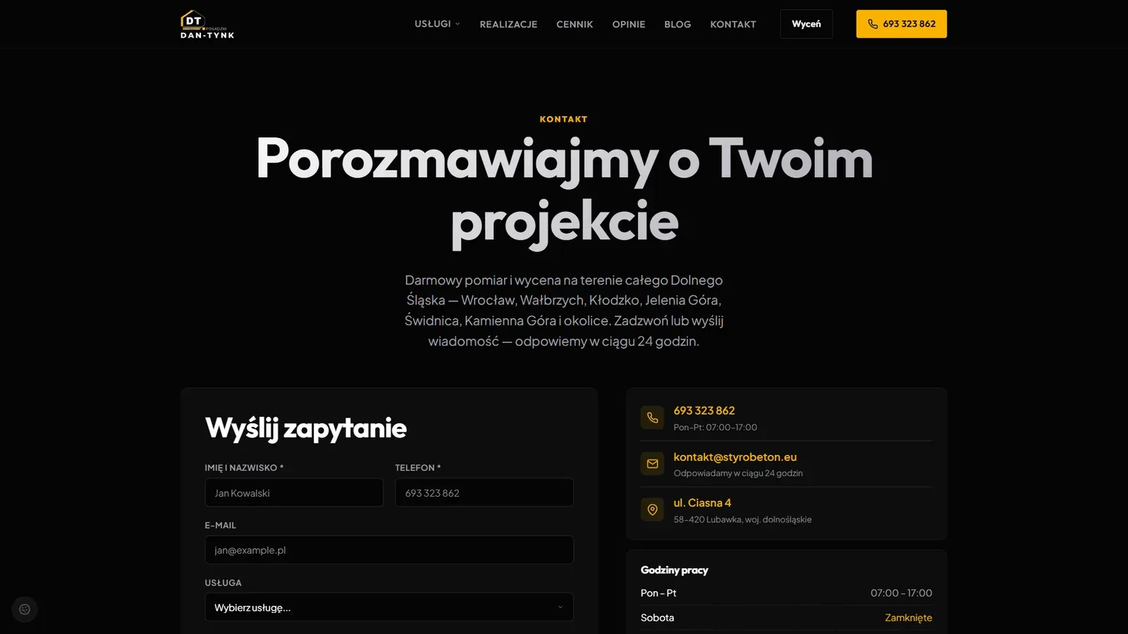 Styrobeton.eu: fragment strony
