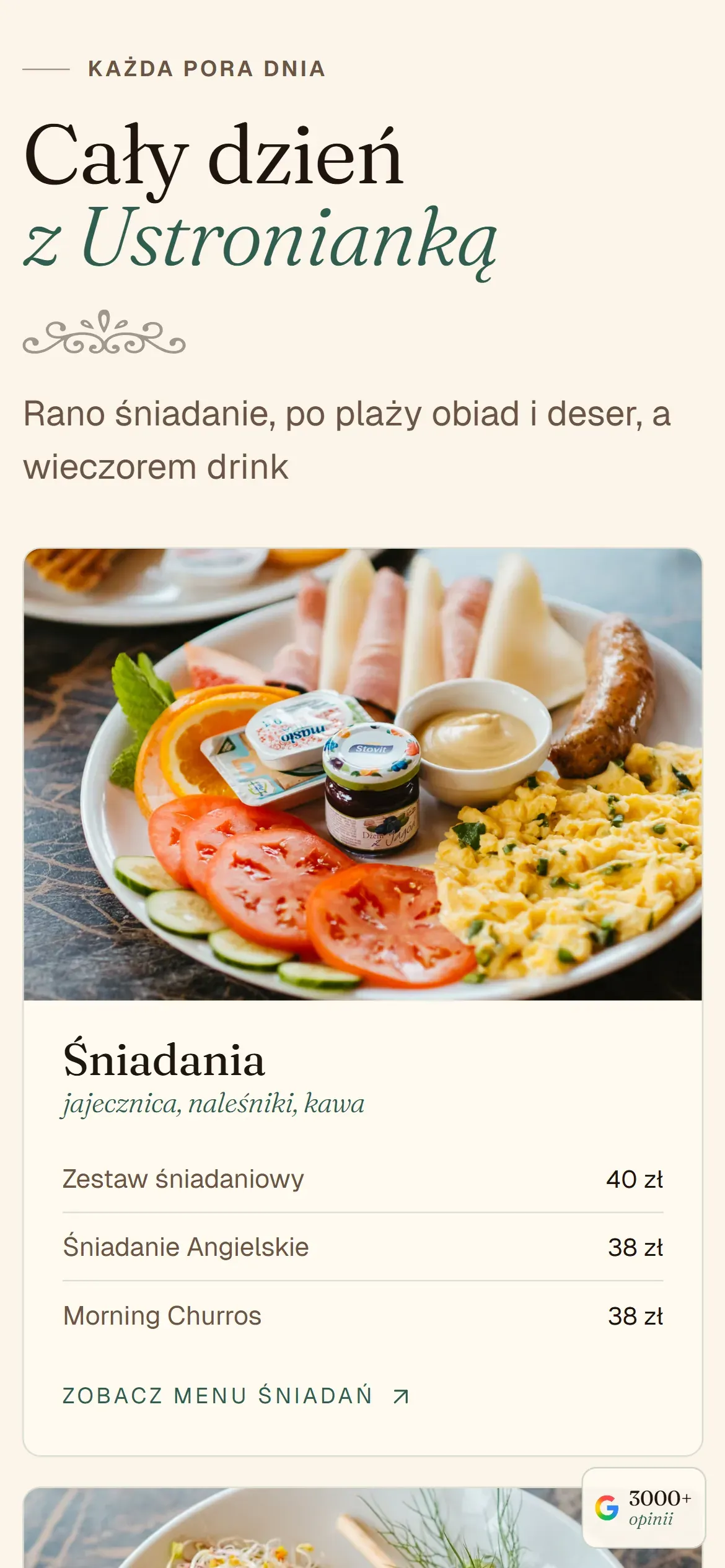 Restauracja Ustronianka: fragment strony