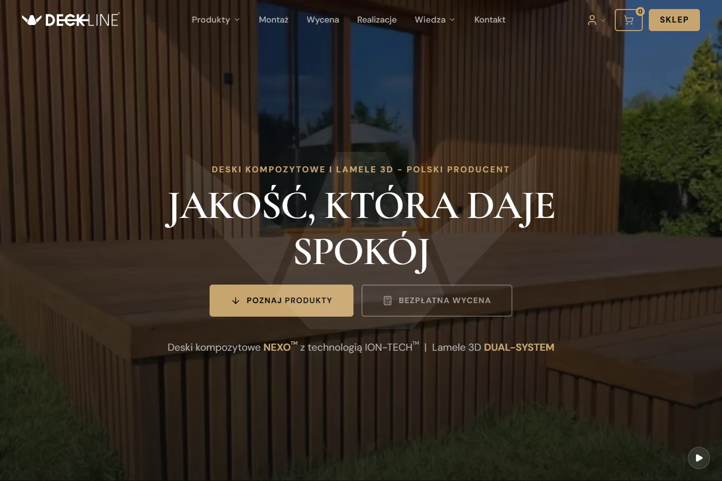 Strona Deckline z ofertą desek kompozytowych